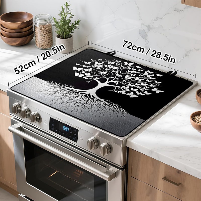 BVBOX Tree of Life Stove Top Cover Retro Flower Gas Stove Top Cover for Home Decoration Kitchen Pad Non-Stick Washable Cooktop Covers Countertop Protector Keep Stove Clean 28"x20" - Image 4